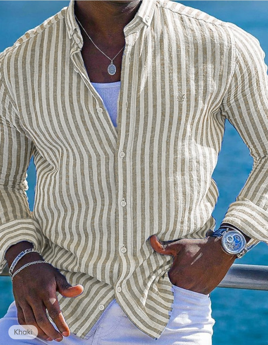 Classic Striped Button-Down Shirt for Men