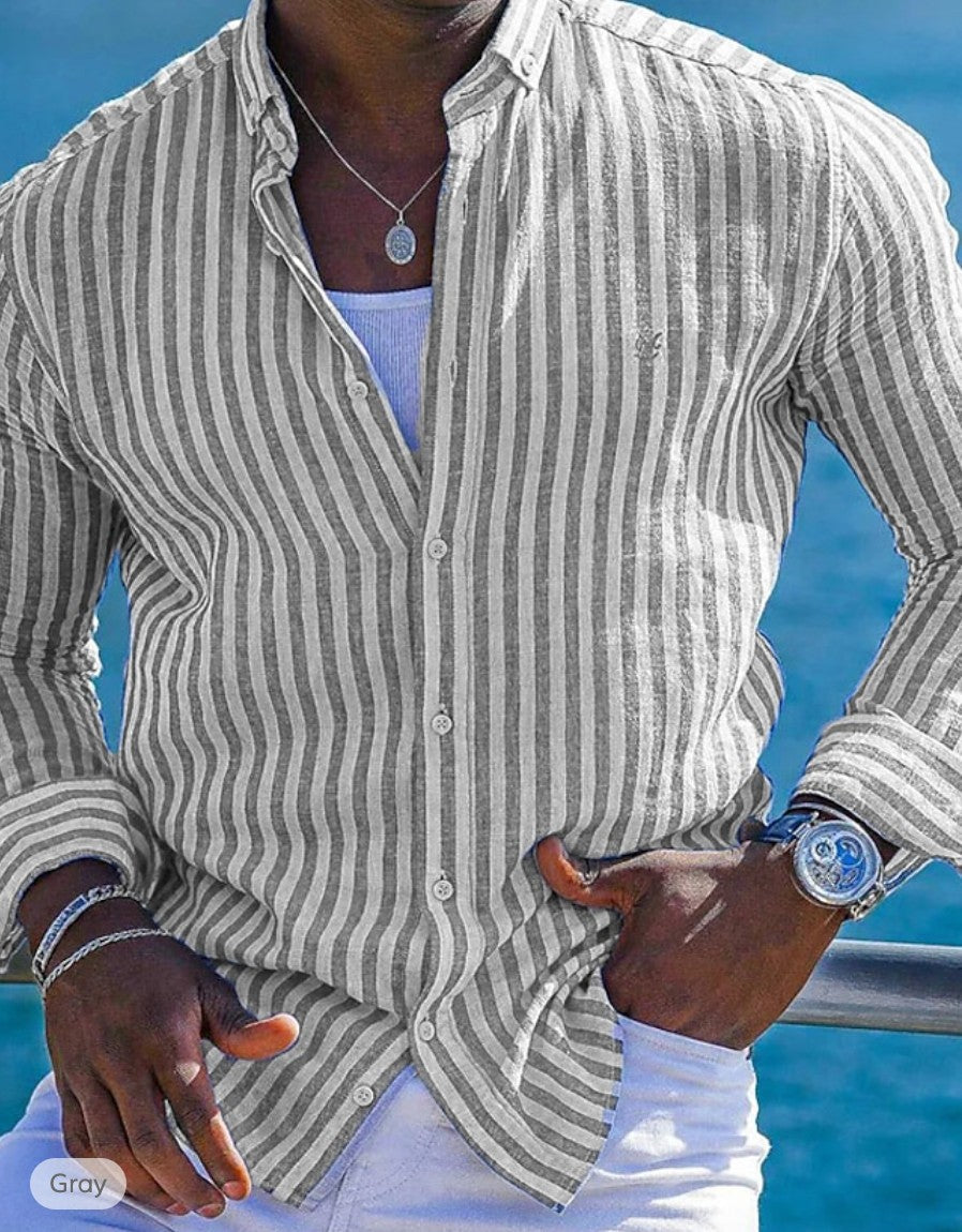 Classic Striped Button-Down Shirt for Men