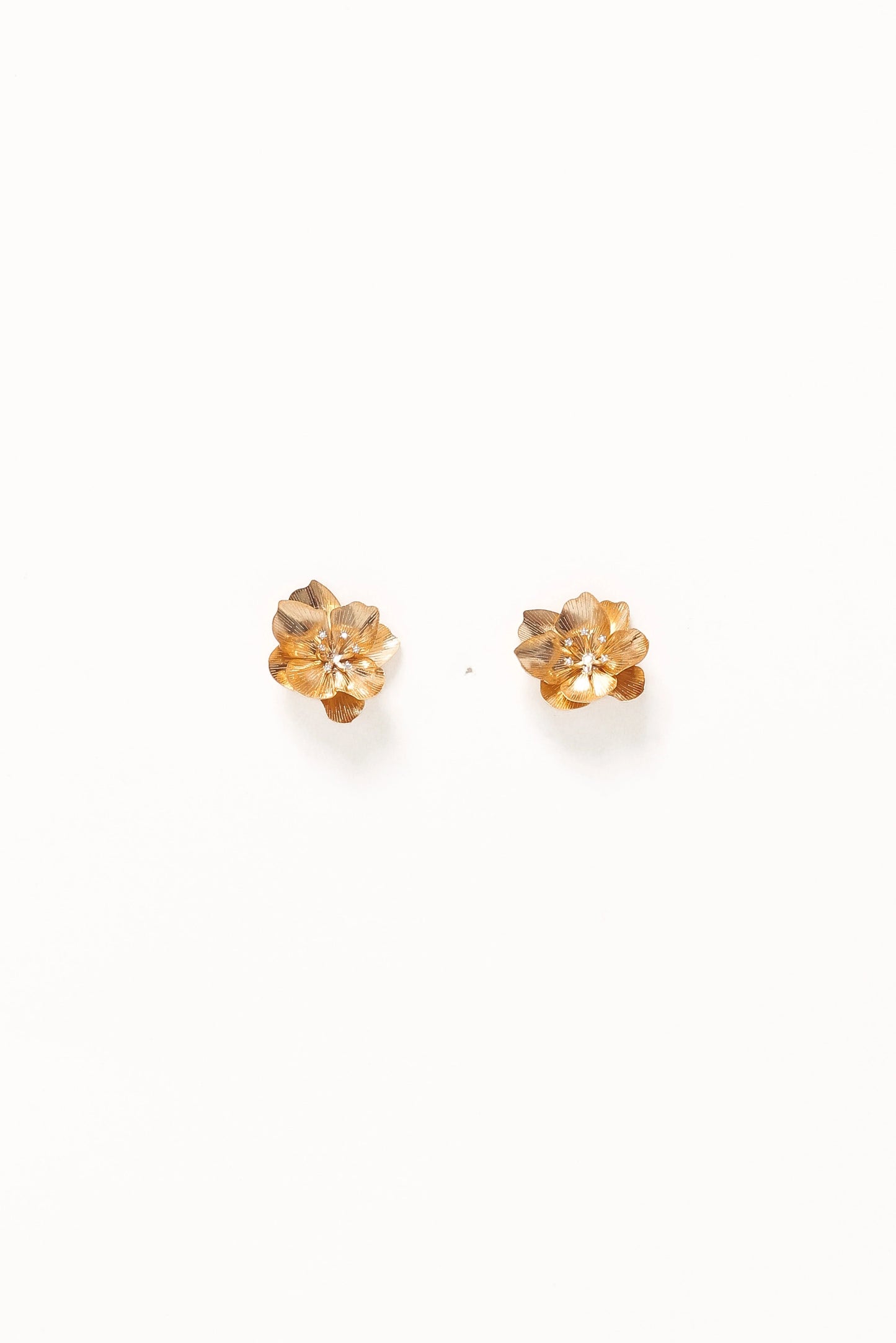 Crystal-Center Flower Stud Earrings