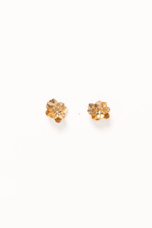 Crystal-Center Flower Stud Earrings