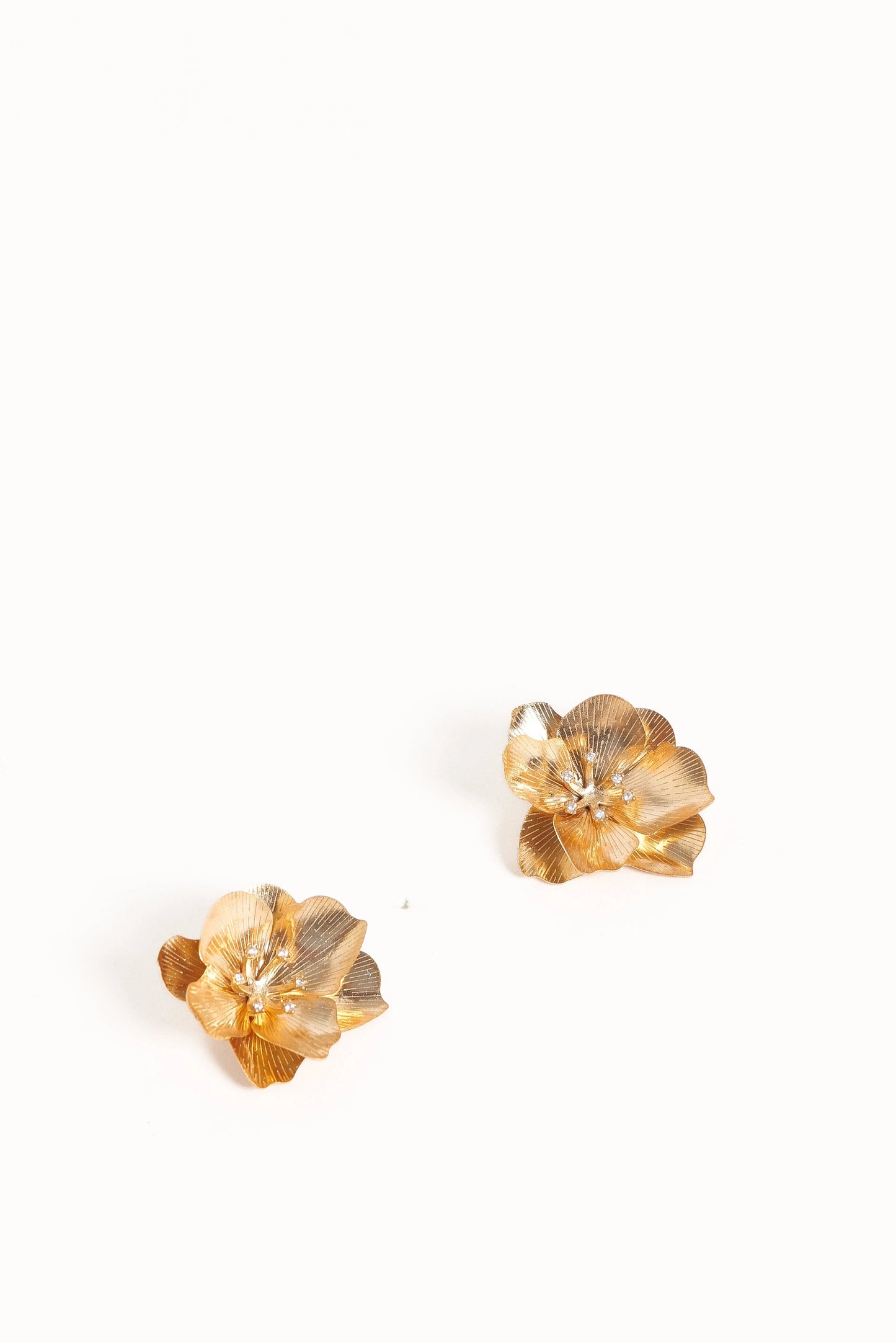 Crystal-Center Flower Stud Earrings