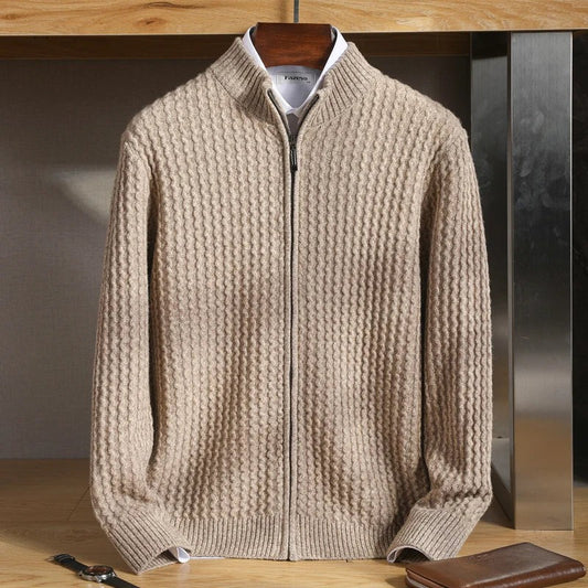 Men’s Cable-Knit Zipper Cardigan