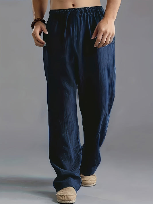 Men’s Elastic-Waist Linen Summer Pants