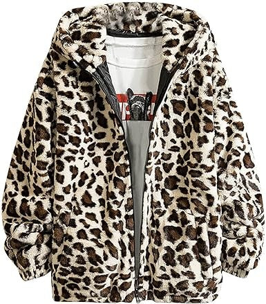 Men’s Zip-Up Leopard-Print Hooded Jacket