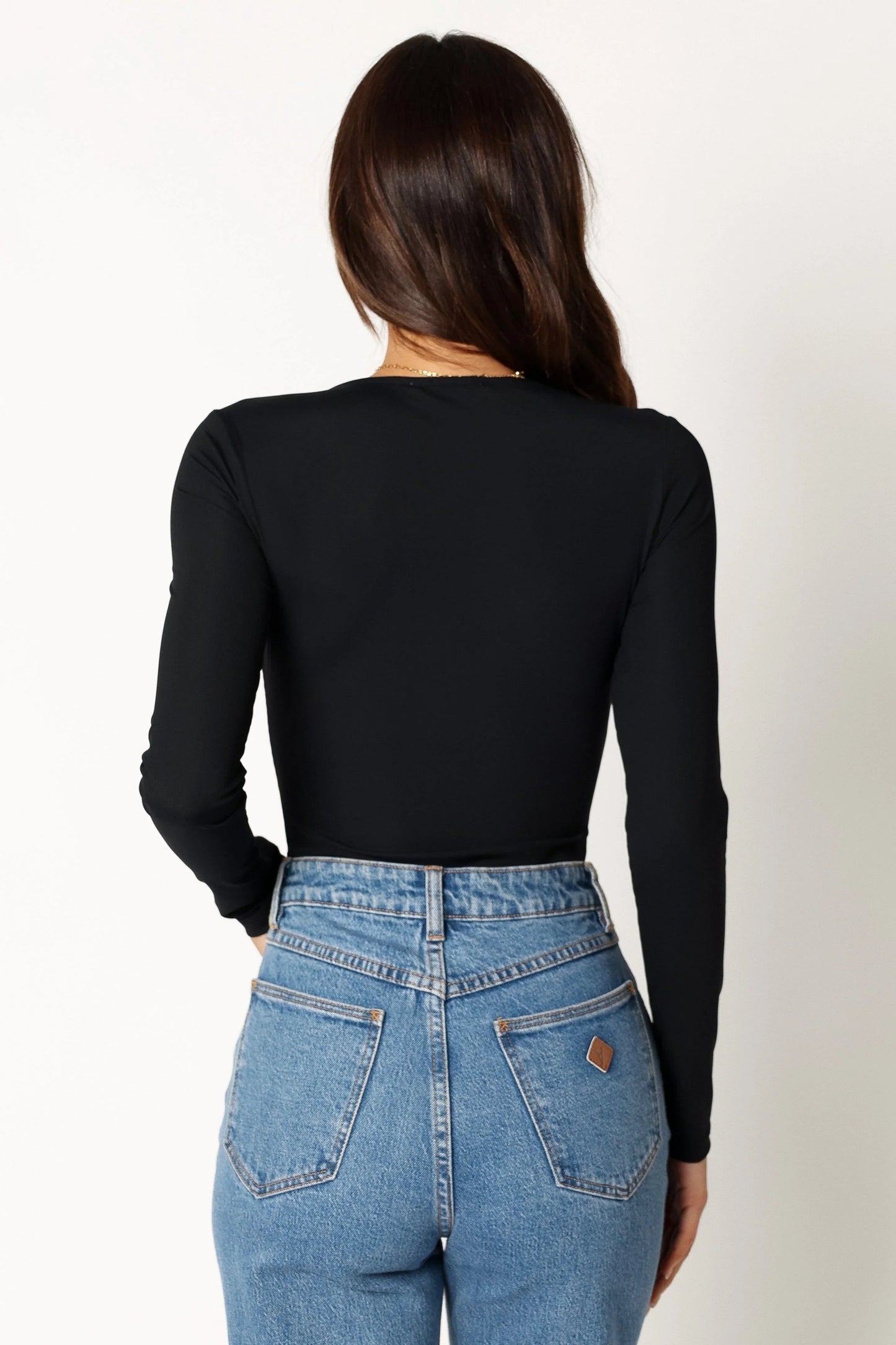 Square-Neck Ribbed Long-Sleeve Bodysuit