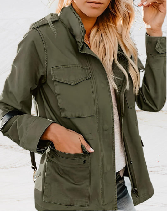 Utility Jacket with Multiple Pockets for Women