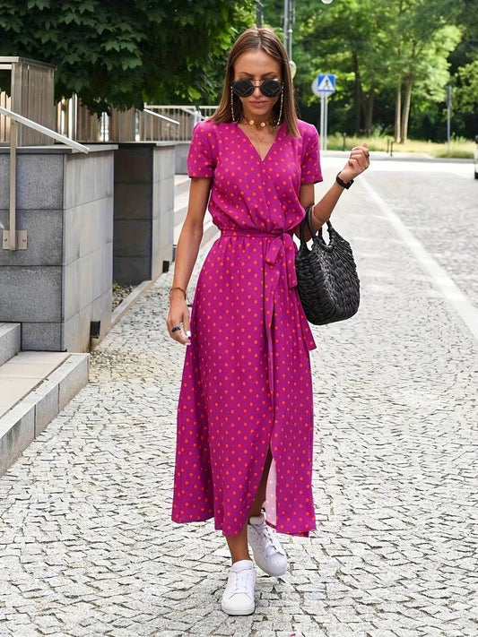 Women’s Floral Wrap Dress with Slit